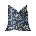 Plutus Elsi Pom Blue And White Luxury Throw Pillow - Double Sided  22' X 22'