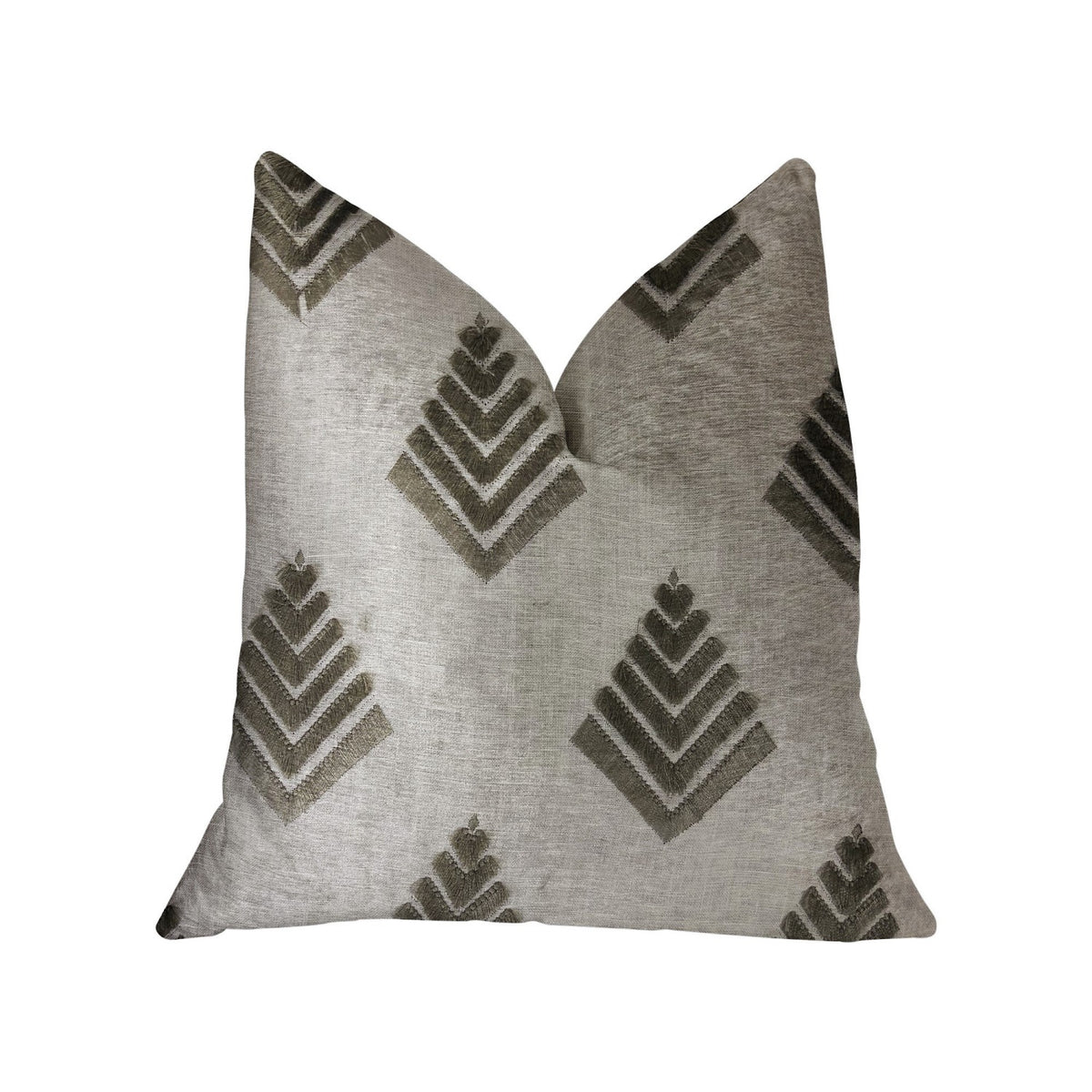 Plutus Aspen Mist Blue And Beige Luxury Throw Pillow - Double Sided  16' X 16'