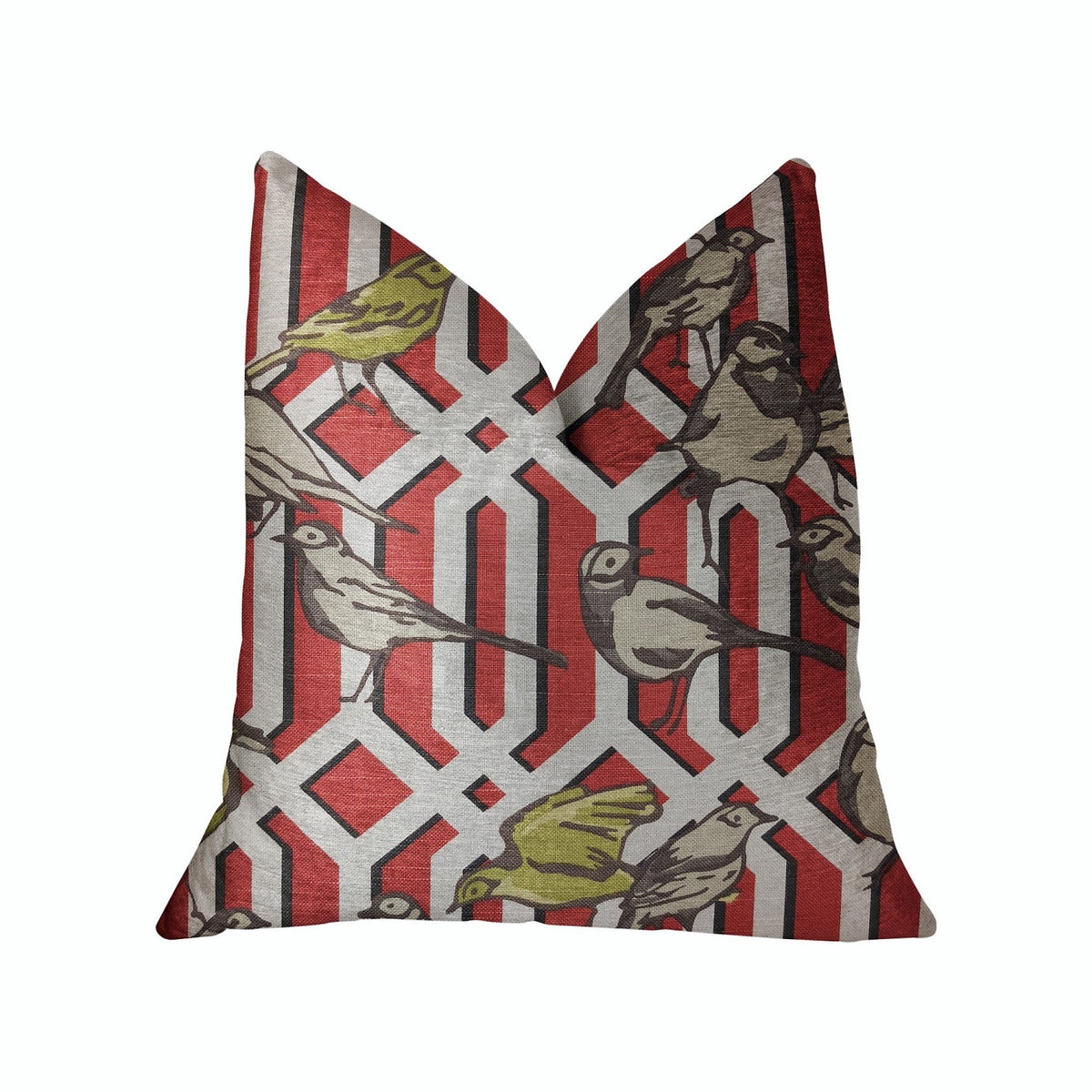 Plutus Bird Forest Multicolor Luxury Throw Pillow - Double Sided  26' X 26'