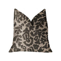 Plutus Lustrous Leaves Gray Luxury Throw Pillow - Double Sided  16' X 16'
