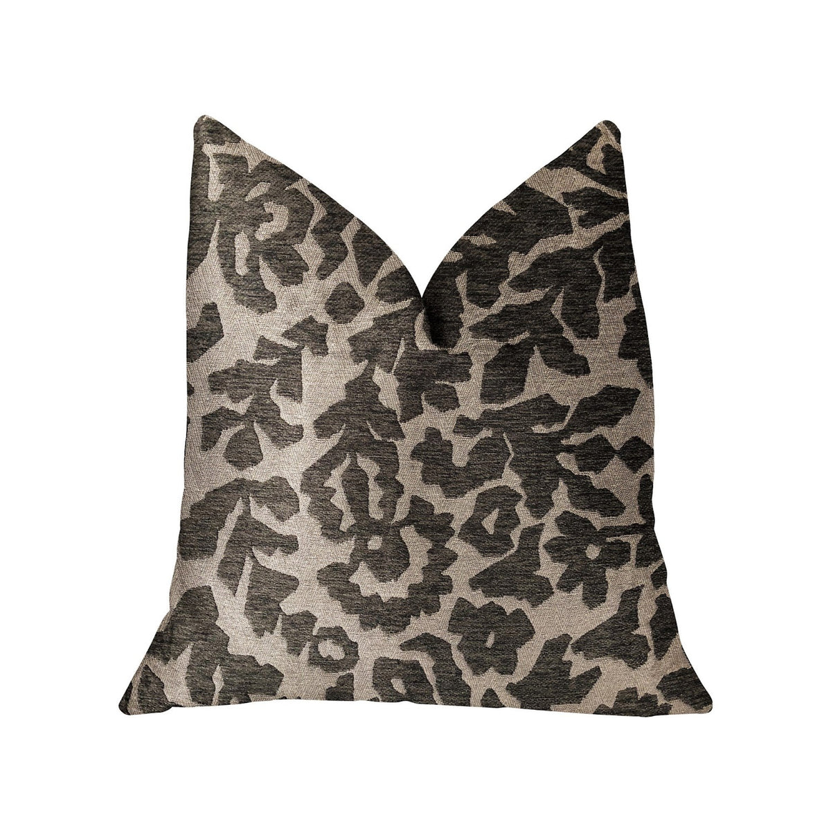 Plutus Lustrous Leaves Gray Luxury Throw Pillow - Double Sided  18' X 18'
