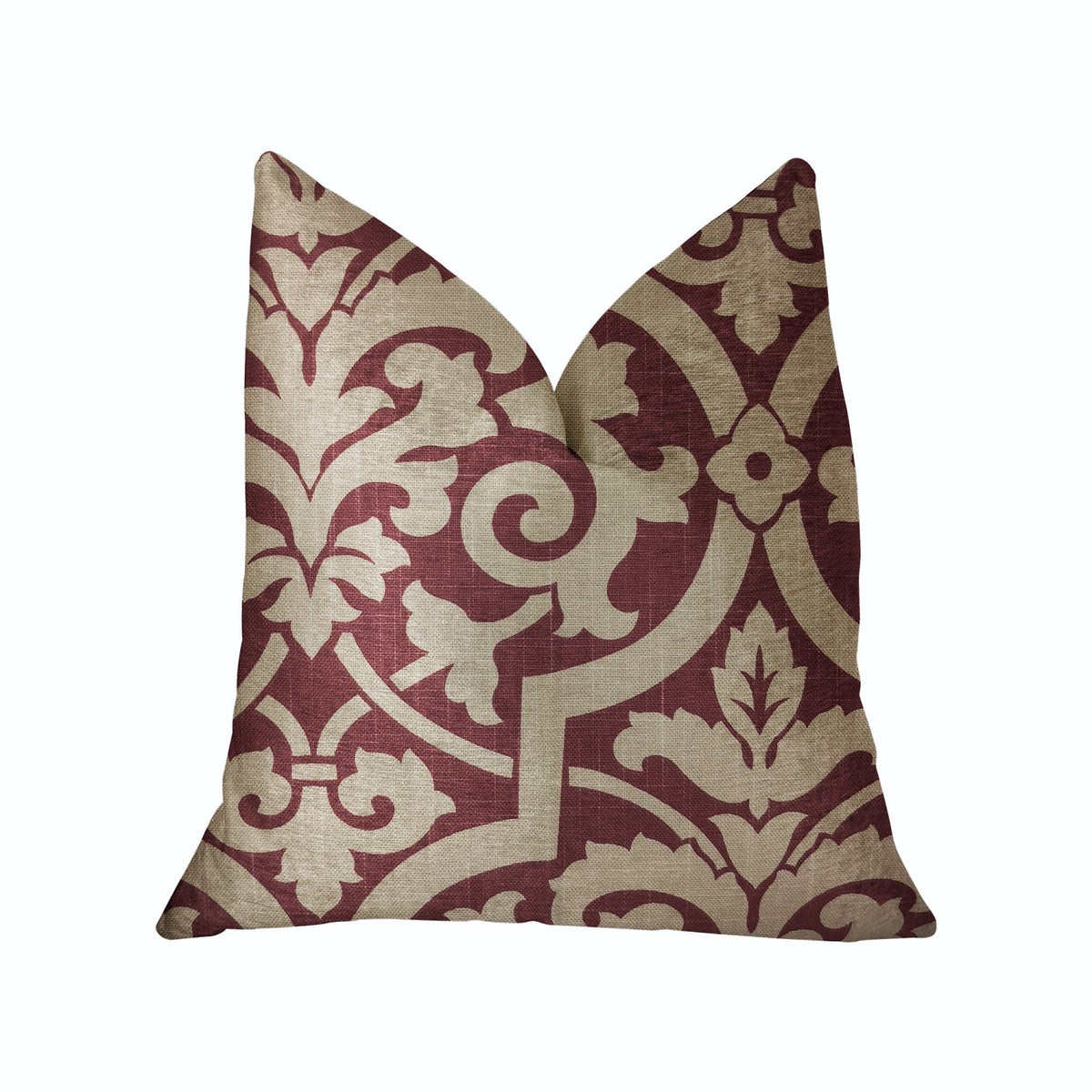 Plutus Sacred Shield Red And Beige Luxury Throw Pillow - Double Sided  18' X 18'