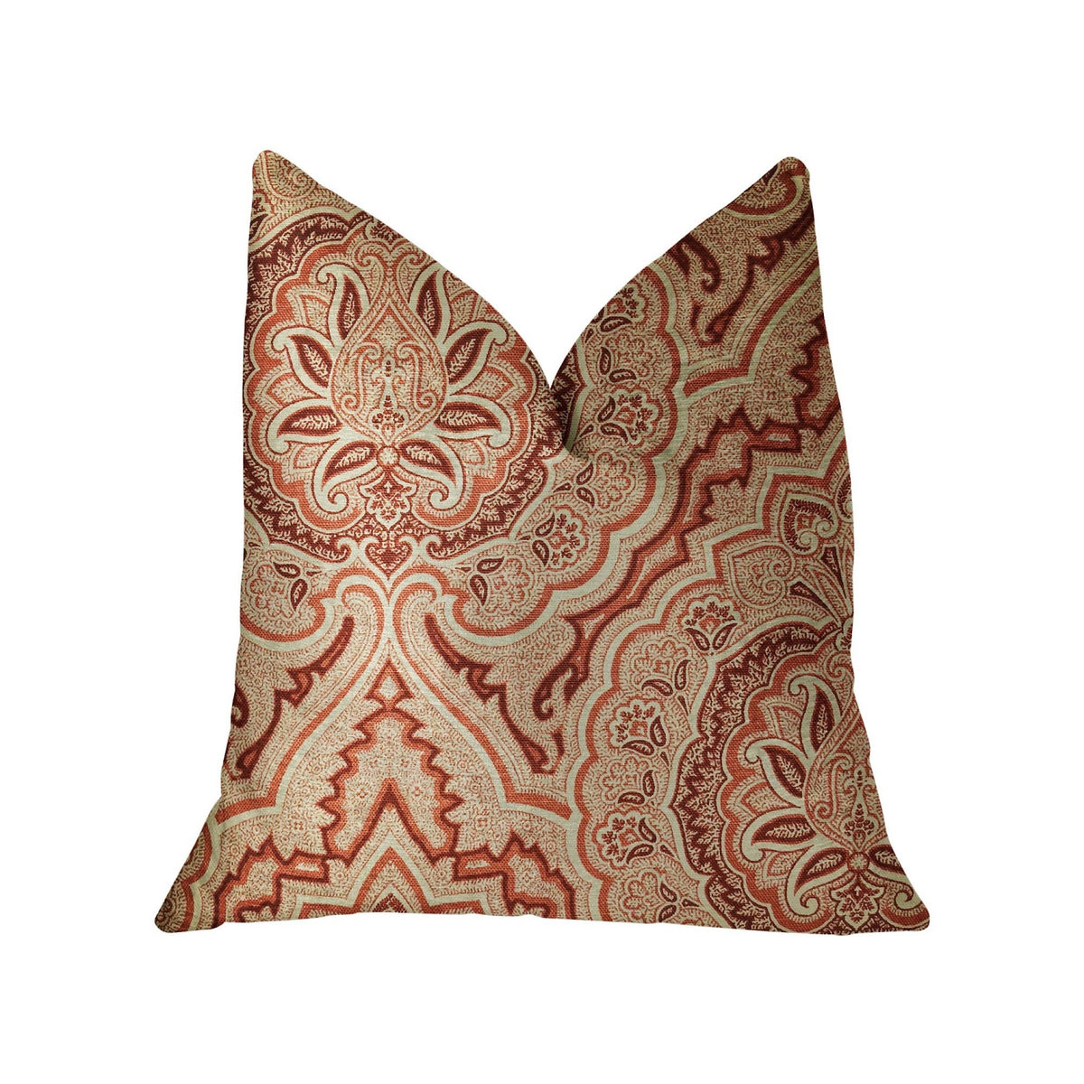 Plutus Enchanted Prairie Red And Beige Luxury Throw Pillow - Double Sided  20' X 30' Queen