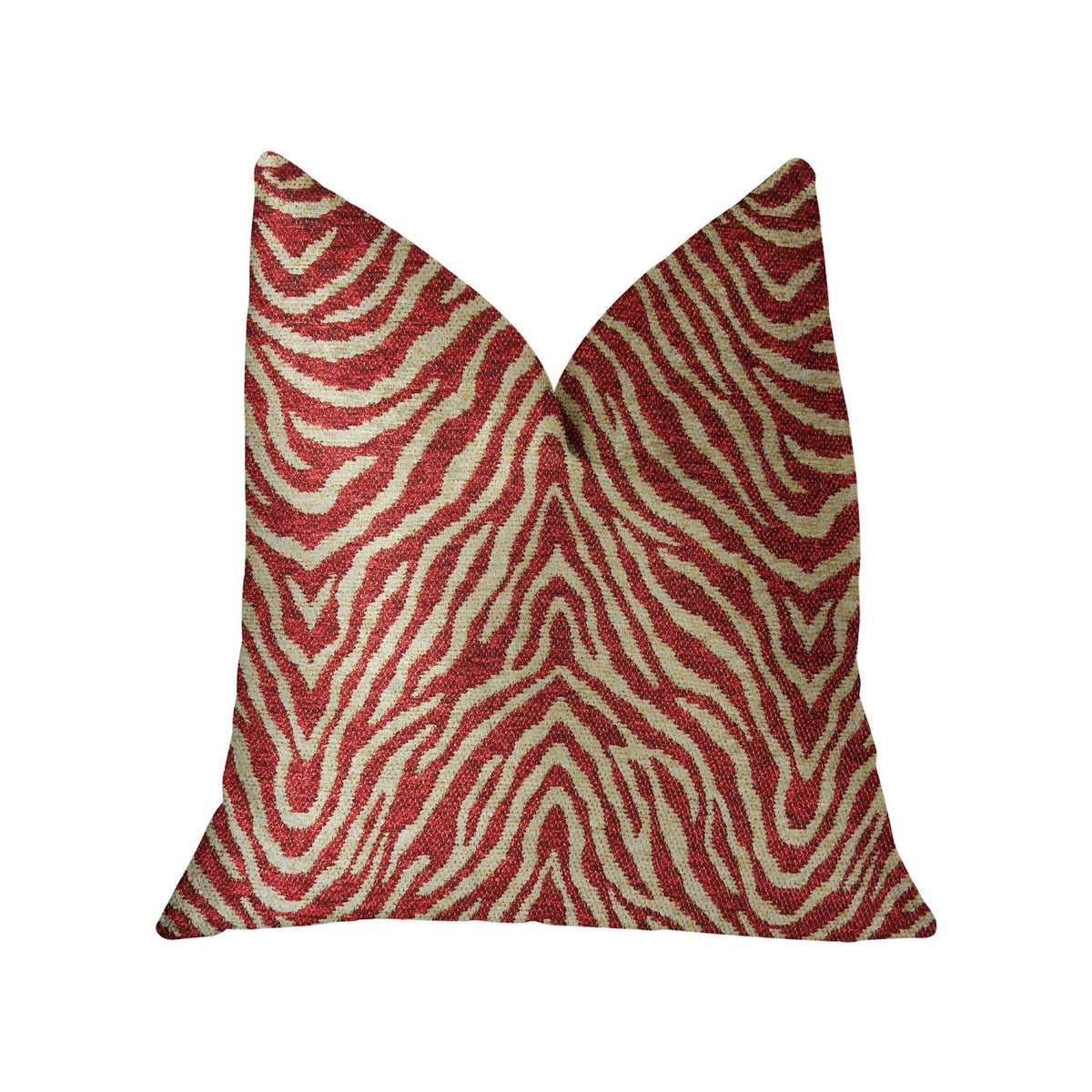 Plutus Oasis Waves Red Luxury Throw Pillow - Double Sided  22' X 22'