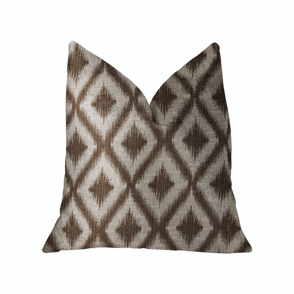 Plutus Casa Nova Brown Luxury Throw Pillow - Double Sided  18' X 18'
