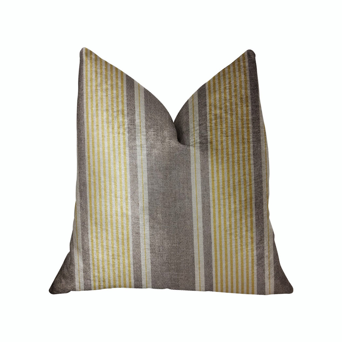 Plutus Graceful Bridge Yellow And Gray Luxury Throw Pillow - Double Sided  18' X 18'