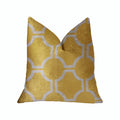 Plutus Honeycomb Yellow And Beige Luxury Throw Pillow - Double Sided  16' X 16'