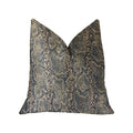 Plutus Exotic Phantom  Blue And Gold Luxury Throw Pillow - Double Sided  18' X 18'