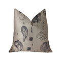 Plutus Seashell Bay Blue And Beige Luxury Throw Pillow - Double Sided  22' X 22'
