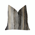 Plutus Grey Horizon Blue And Gray Luxury Throw Pillow - Double Sided  26' X 26'