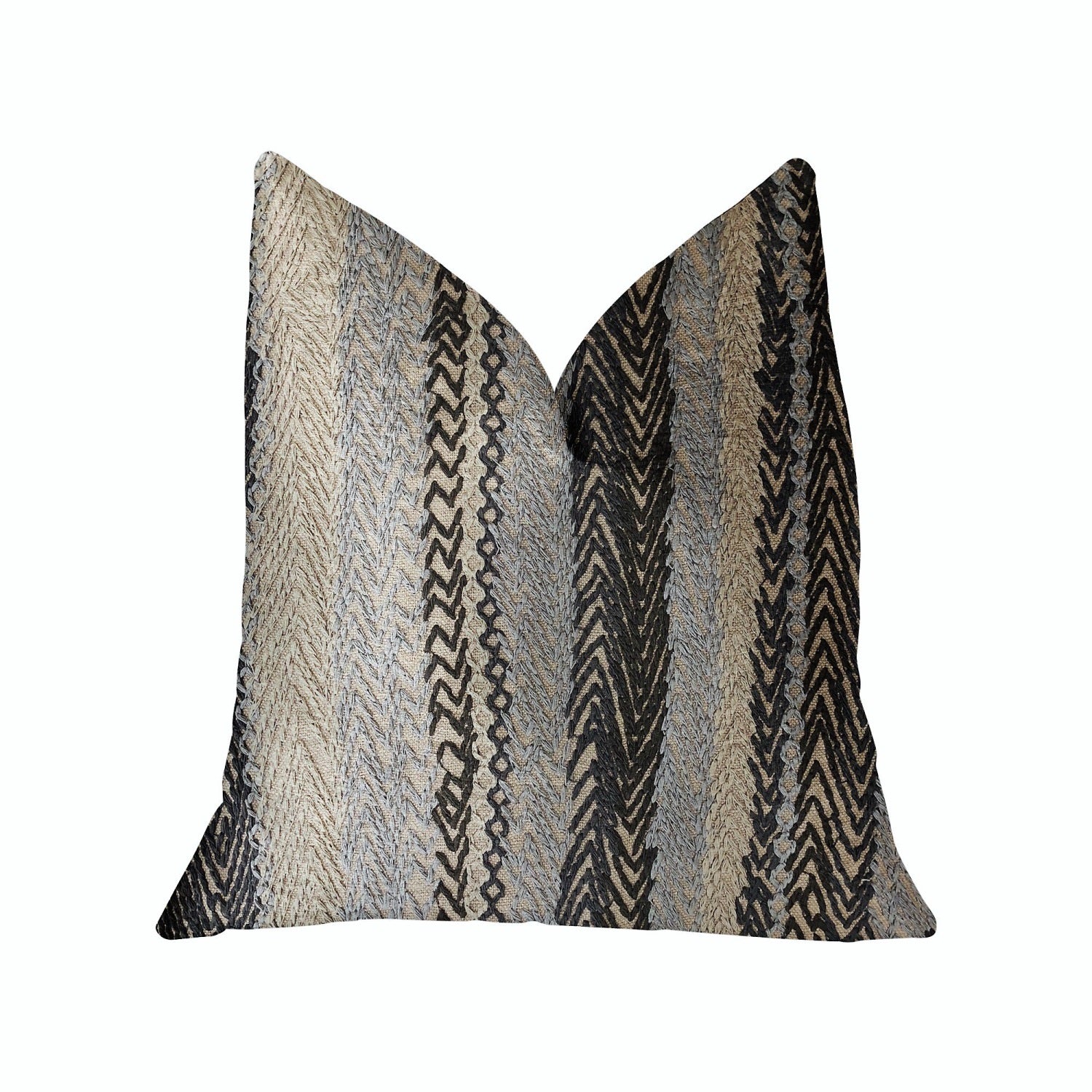 Plutus Grey Horizon Blue And Gray Luxury Throw Pillow - Double Sided  26' X 26'