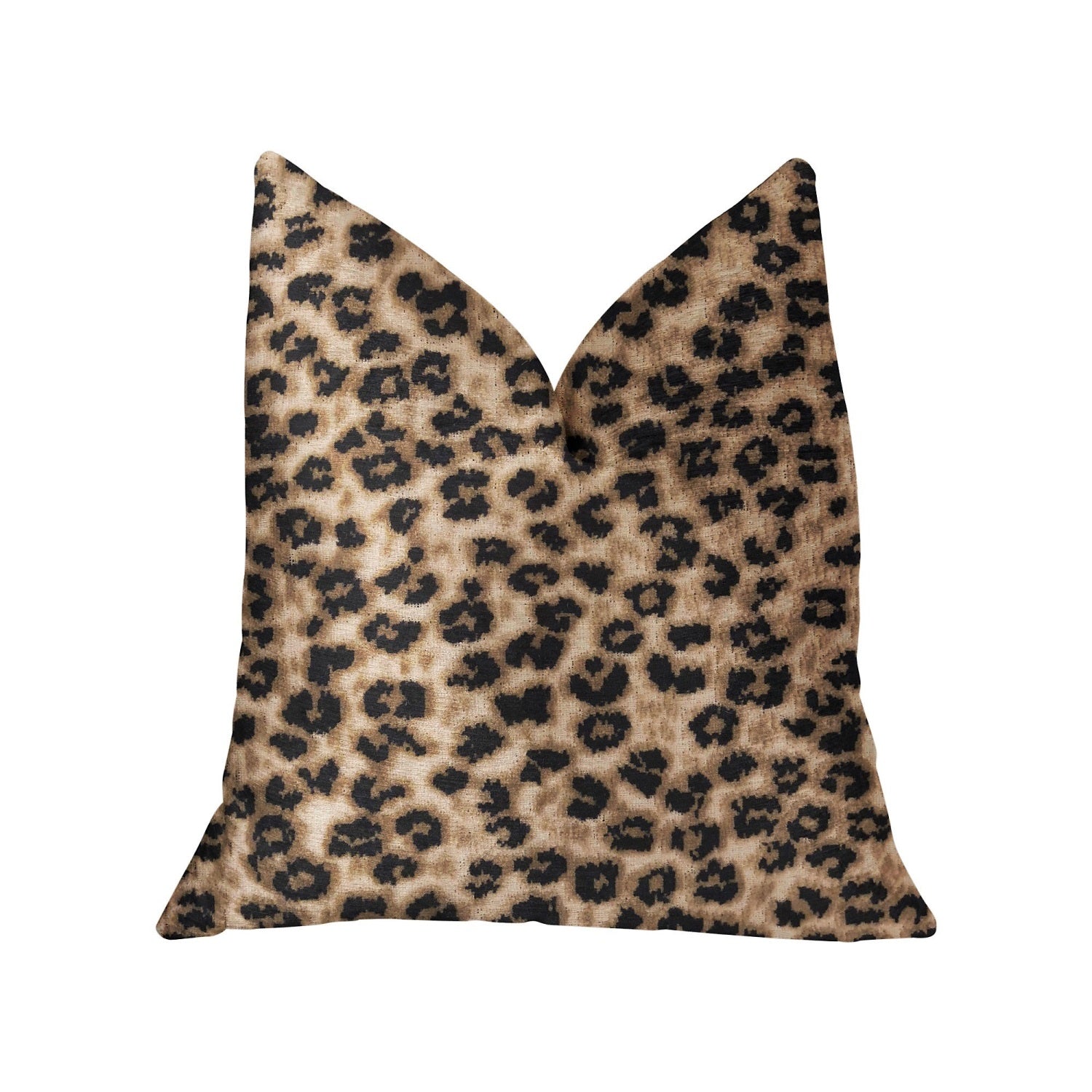Plutus Crimson Cheetah Black And Brown Luxury Throw Pillow - Double Sided  16' X 16'