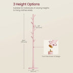 Modern Solid Wood Coat Rack Entryway Hall Tree Hat Stand in Pink