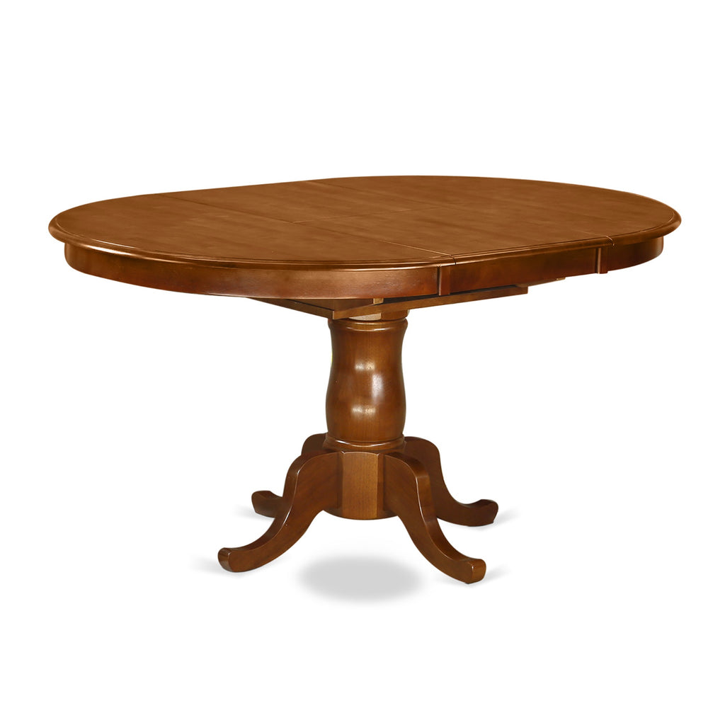 East West Furniture POAV7-SBR-LC 7 Piece Dining Set Consist of an Oval Dining Room Table with Butterfly Leaf and 6 Faux Leather Upholstered Chairs, 42x60 Inch, Saddle Brown
