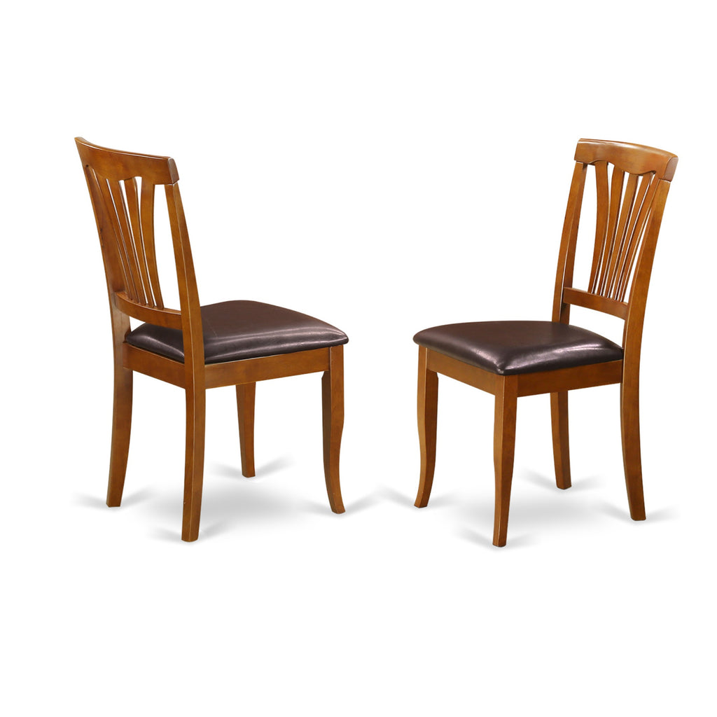 East West Furniture POAV7-SBR-LC 7 Piece Dining Set Consist of an Oval Dining Room Table with Butterfly Leaf and 6 Faux Leather Upholstered Chairs, 42x60 Inch, Saddle Brown