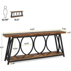 Industrial 70-in. Brown Wood Top Console Table with Heavy Duty Black Metal Frame