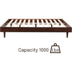 Queen size Mid-Century Modern Platform Bed Frame in Dark Brown Wood Finish