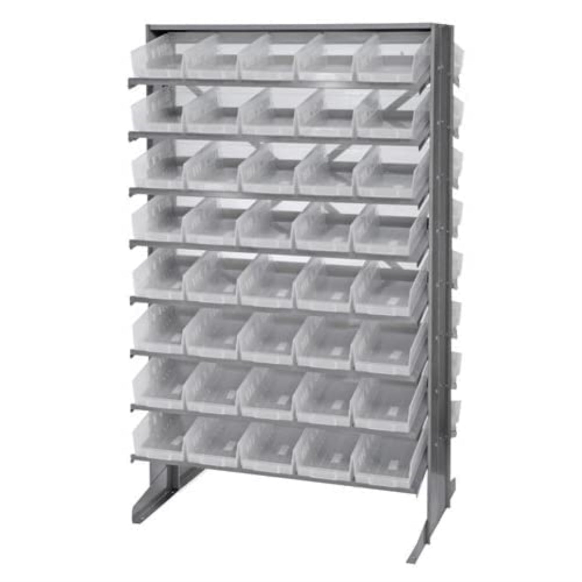 Pick Rack, slopped, double sided, 24L x 36W x 60H, 800 lbs. capacity, (16) shelves configuration, includes: (80) QSB102 clear bi