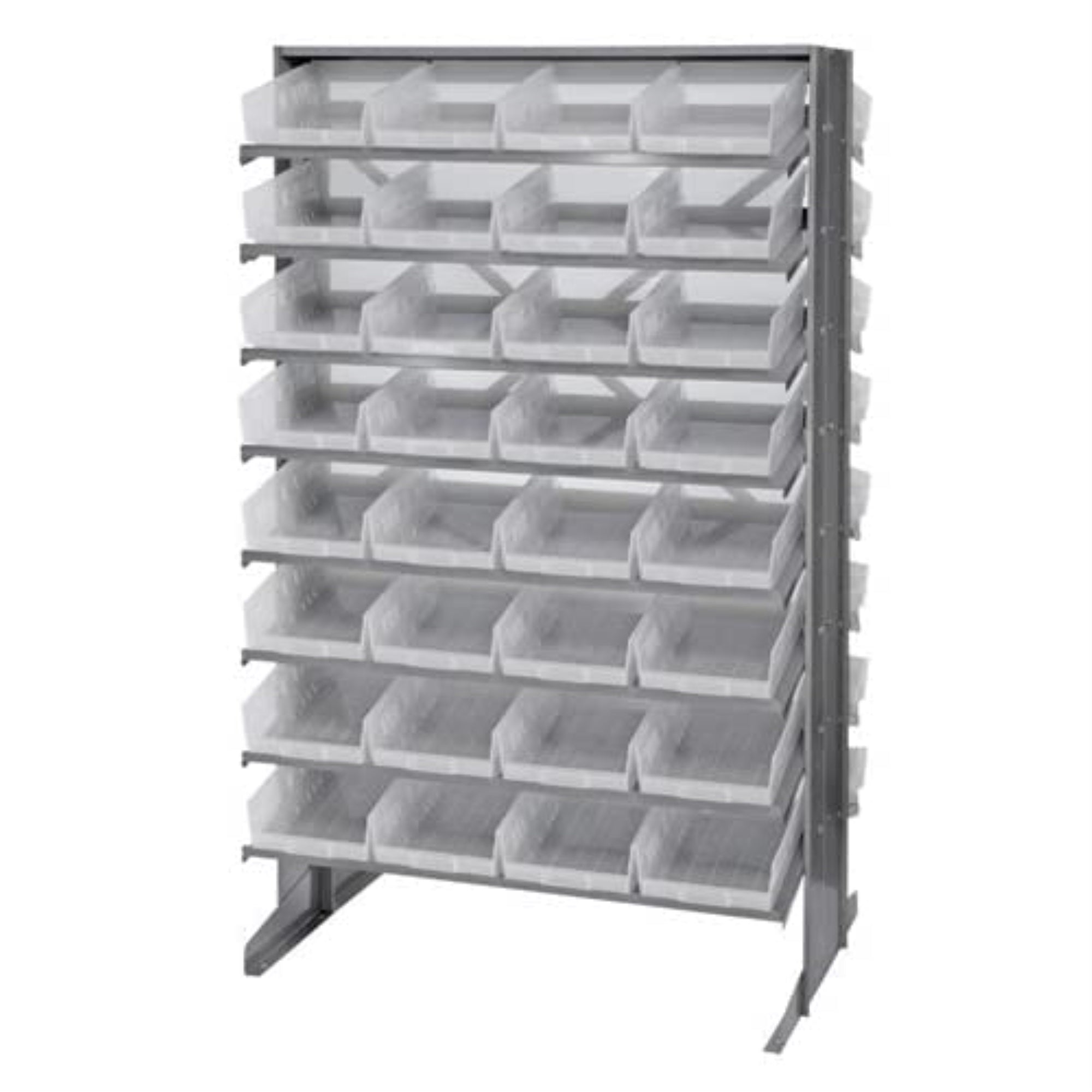 Pick Rack, slopped, double sided, 24L x 36W x 60H, 800 lbs. capacity, (16) shelves configuration, includes: (64) QSB107 clear bi