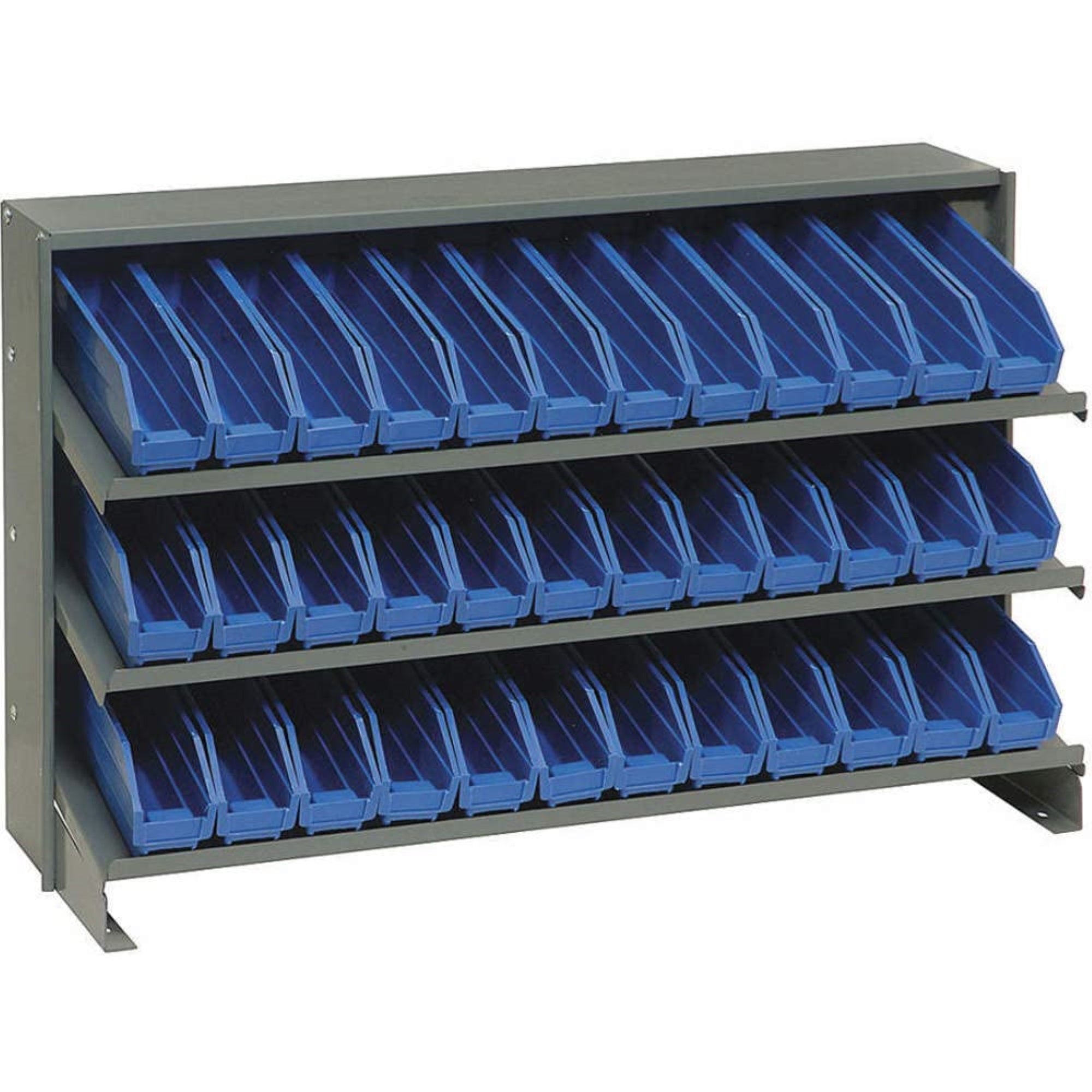 Pick Rack, slopped, bench style, 12-1/2L x 36W x 23H, 250 lbs. capacity, (3) shelves configuration, includes: (36) QSB100 blue b
