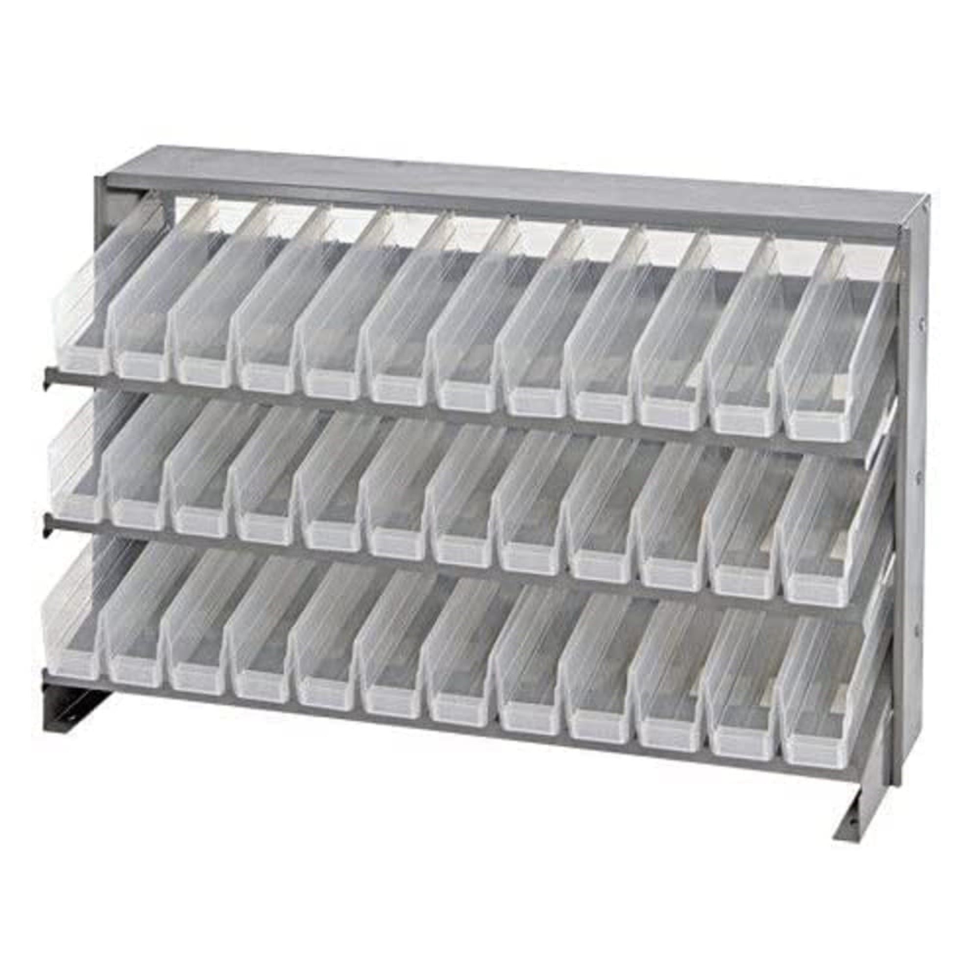 Pick Rack, slopped, bench style, 12-1/2L x 36W x 23H, 250 lbs. capacity, (3) shelves configuration, includes: (36) QSB100 clear 