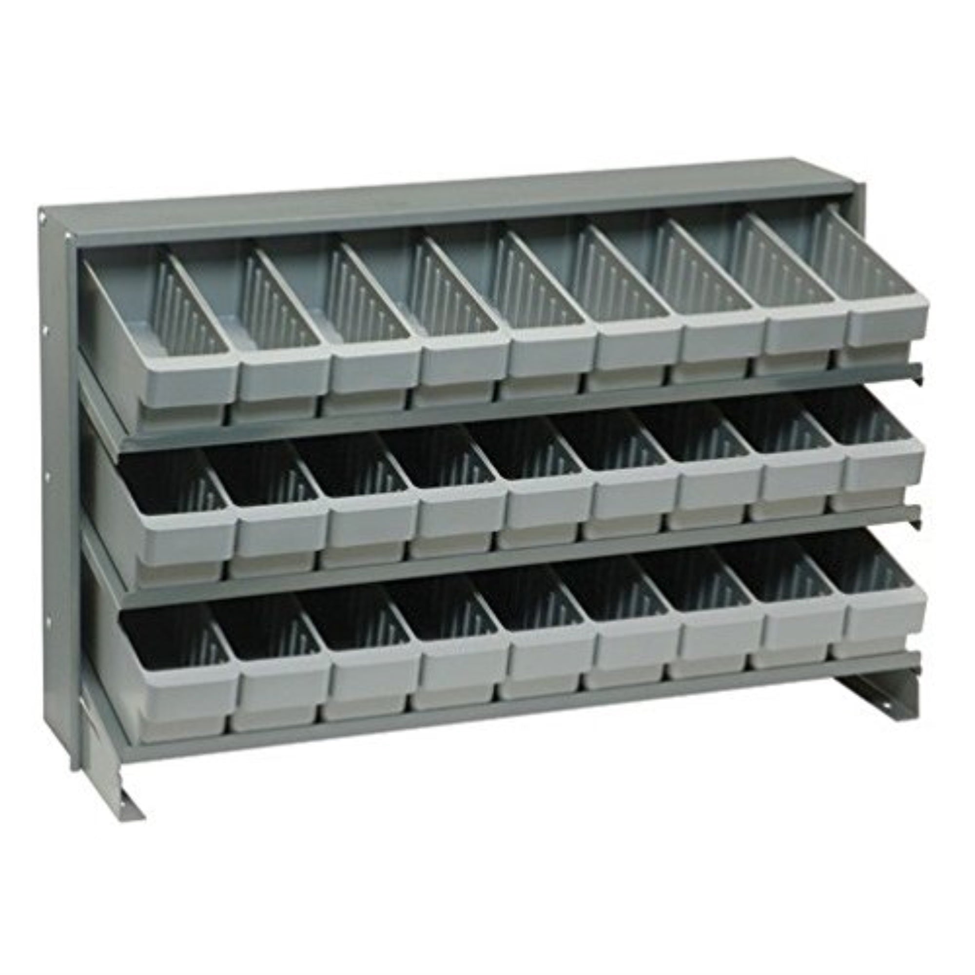 Pick Rack, slopped, bench style, 12-1/2L x 36W x 23H, 250 lbs. capacity, (3) shelves configuration, includes: (27) QED501 gray b