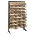 Pick Rack, slopped, single sided, 12D x 36W x 60H, 400 lbs. capacity, includes: (8) shelves and (32) QSB107 blue bins, galvanize