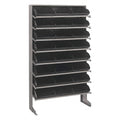 Pick Rack, slopped, single sided, 12D x 36W x 60H, 400 lbs. capacity, includes: (8) shelves and (24) QSB109 black bins, galvaniz