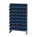 Pick Rack, slopped, single sided, 12D x 36W x 60H, 400 lbs. capacity, includes: (8) shelves and (24) QSB109 ivory bins, galvaniz