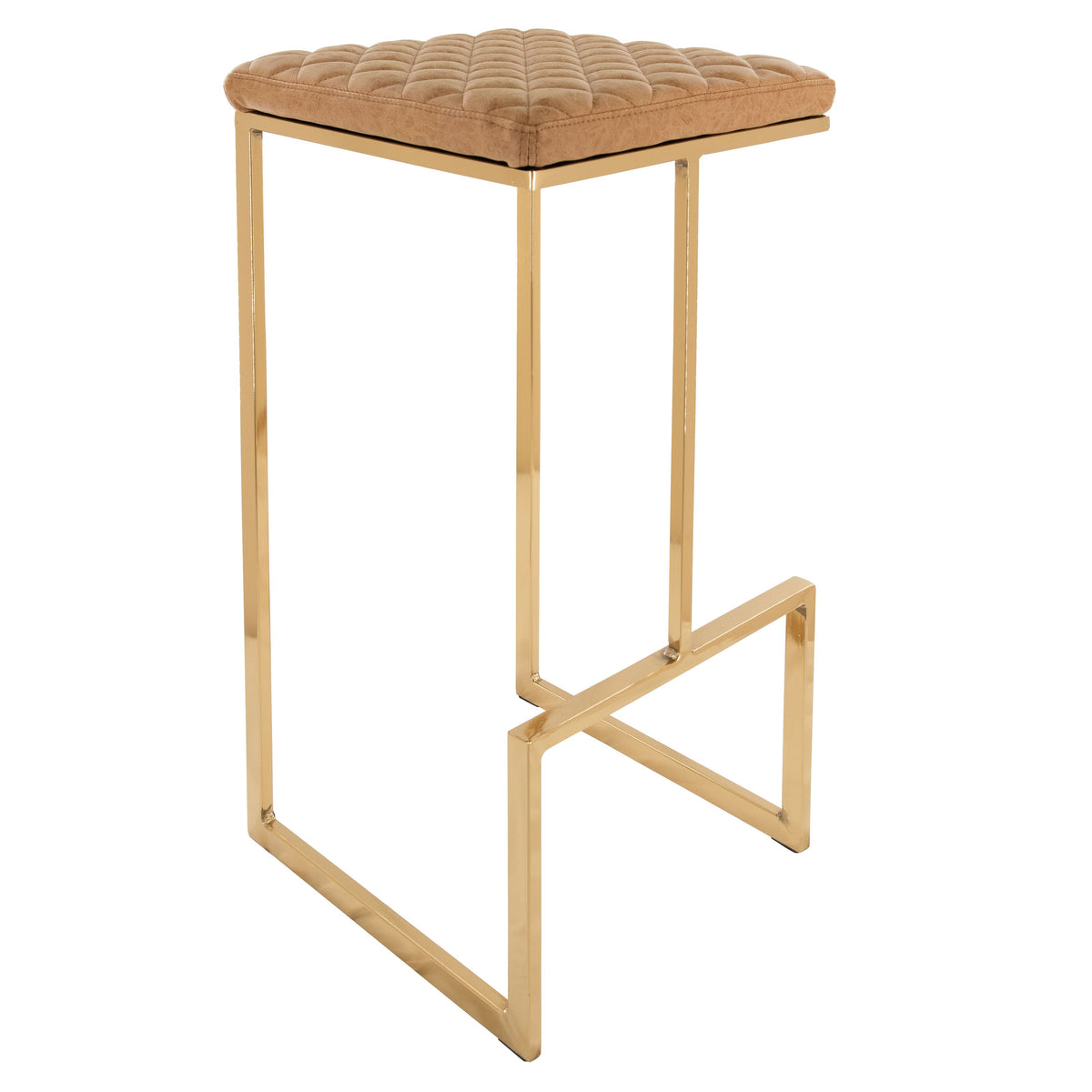 Leisuremod Quincy Quilted Stitched Leather Bar Stools With Gold Metal Frame