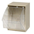 Tip Out Bin, (1) compartment, handle with label slot, opens to a 45 angle, plastic clear container, polystyrene ivory cabinet, M