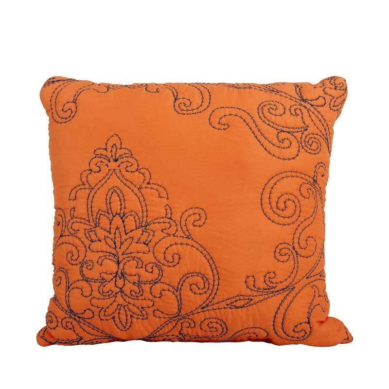 Queen size Orange Nectarine Damask Embroidered 4 Piece Oversized Bedspread Set
