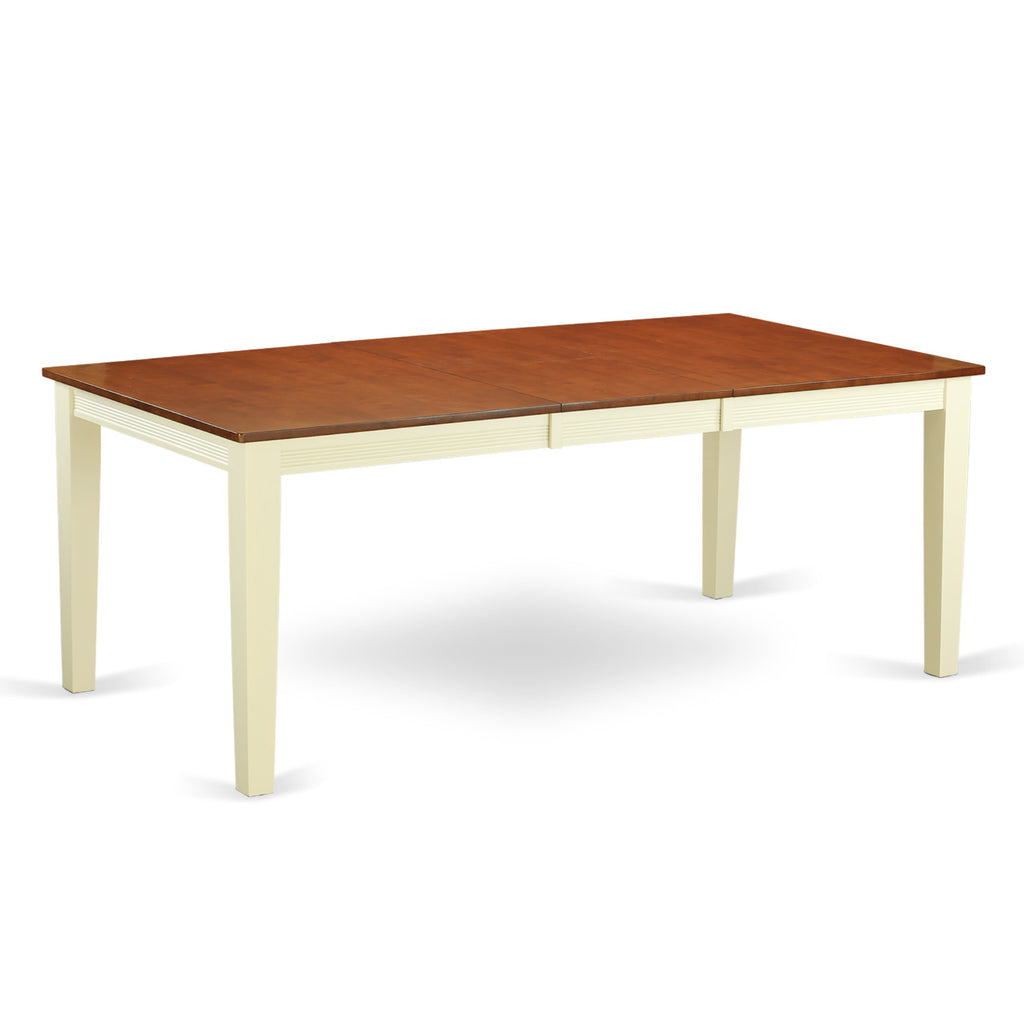 East West Furniture QUIN9-WHI-W 9 Piece Dining Table Set Includes a Rectangle Dinner Table with Butterfly Leaf and 8 Dining Room Chairs, 40x78 Inch, Buttermilk & Cherry