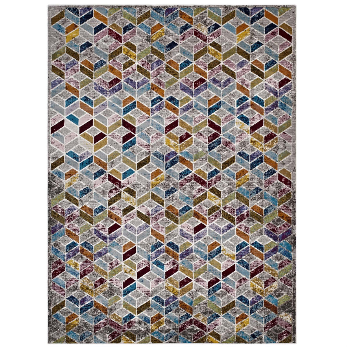 Laleh Geometric Mosaic Area Rug  Modern Design, Durable Polypropylene, Nonshedding, Stainresistant, 4X6 Size