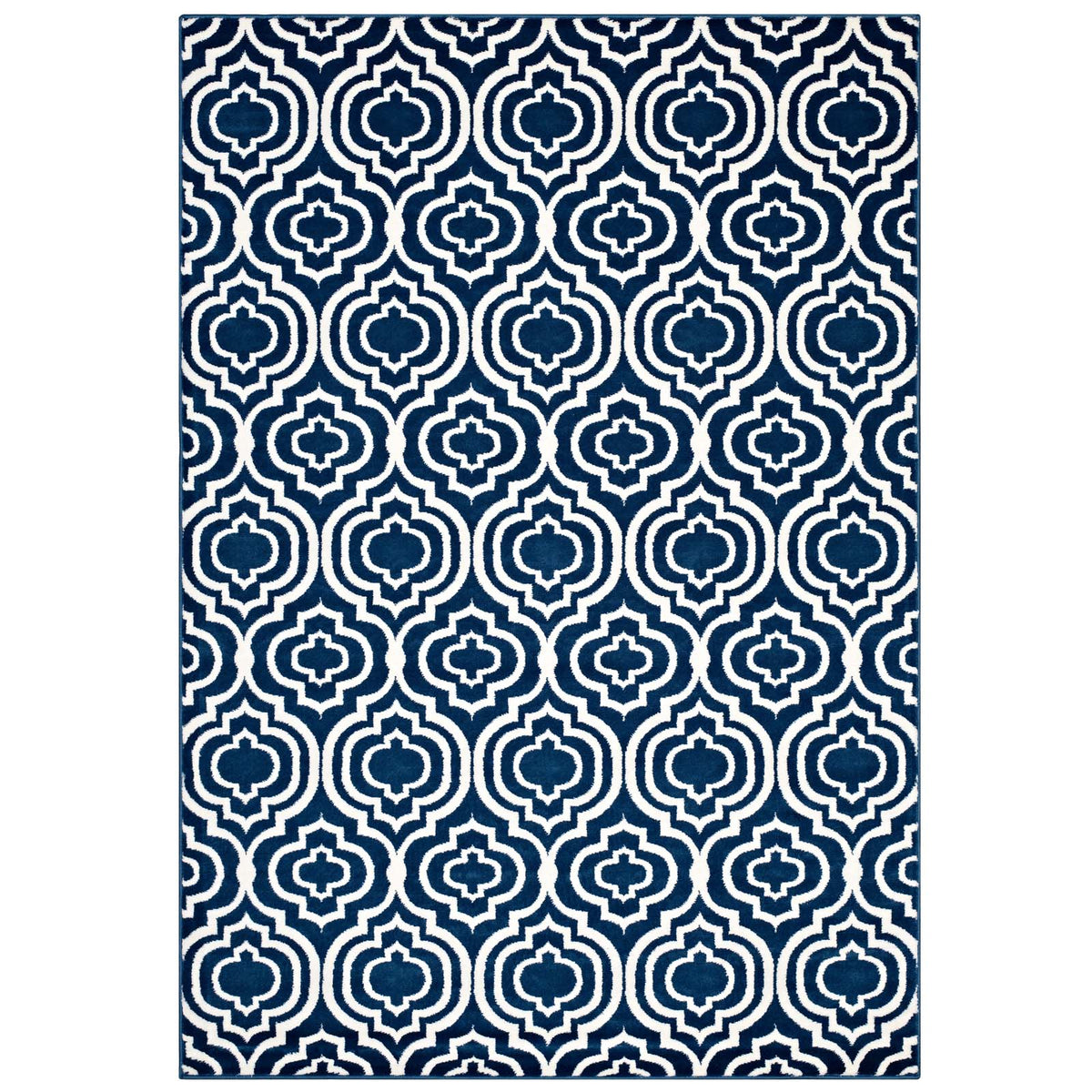 Frame Transitional Moroccan Trellis 8X10 Area Rug  Moroccan Blue And Ivory