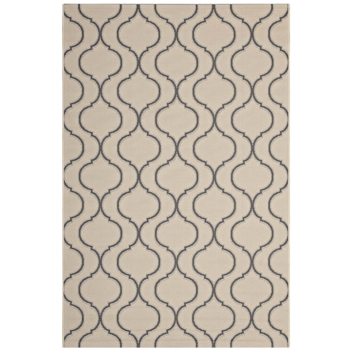 Linza Wave Abstract Trellis 5X8 Indoor And Outdoor Area Rug  Beige And Gray