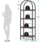 Modern Industrial Metal Wood Display Rack Bookcase with 4 Storage Shelves