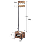 Modern Industrial Metal Wood Entryway Hall Tree Shoe Storage Bench Coat Rack