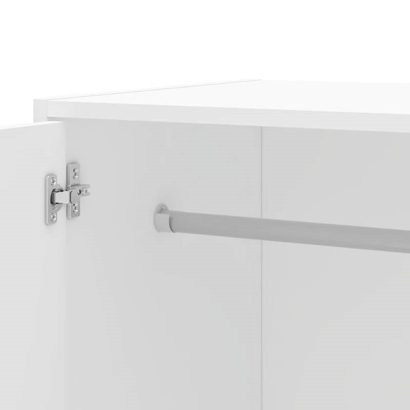 Modern White 2-Door Wardrobe Armoire Cabinet with Clothes Hanging Rod