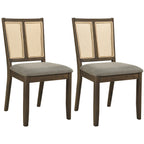 Rattan Dining Chairs Set of 2 with Curved Backrest