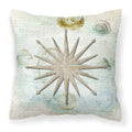 'Caroline'S Treasures Sb3024Pw1414 Shells Navigation Star Canvas Fabric Decorative Pillow, Large, Multicolor'