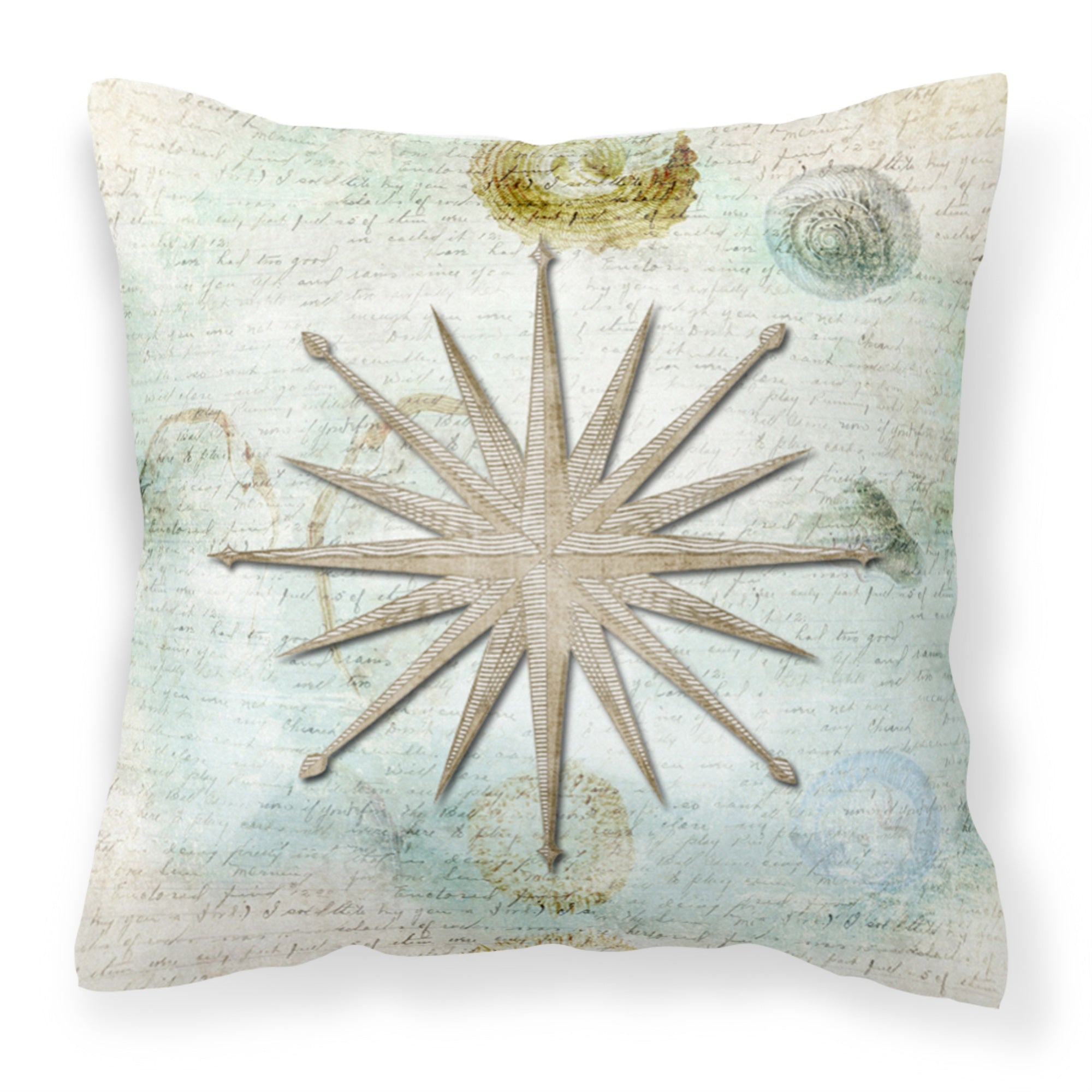 'Caroline'S Treasures Sb3024Pw1414 Shells Navigation Star Canvas Fabric Decorative Pillow, Large, Multicolor'