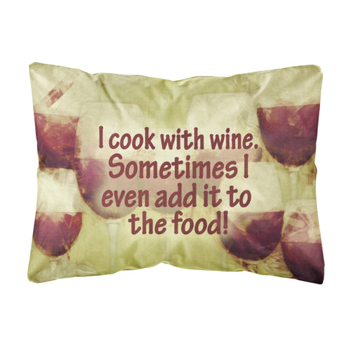 'Caroline'S Treasures Sb3069Pw1216 I Cook With Wine Canvas Fabric Decorative Pillow, Large, Multicolor'