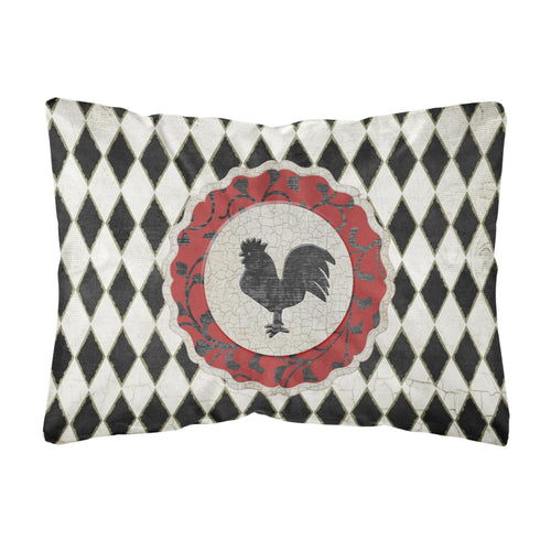 'Caroline'S Treasures Rooster Harlequin Black & White Canvas Fabric Decorative Pillow, Large, Multicolor'