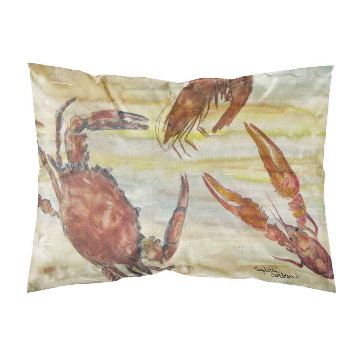 'Caroline'S Treasures Crab, Shrimp, Oyster Yellow Sky Fabric Standard Pillowcases, Multicolor'