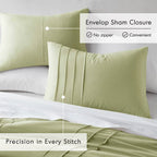 King size Microfiber Pleated Lightweight Soft Comforter Set in Sage Green