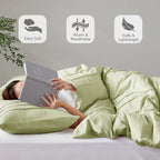 Twin/Twin XL Microfiber Pleated Lightweight Soft Comforter Set in Sage Green