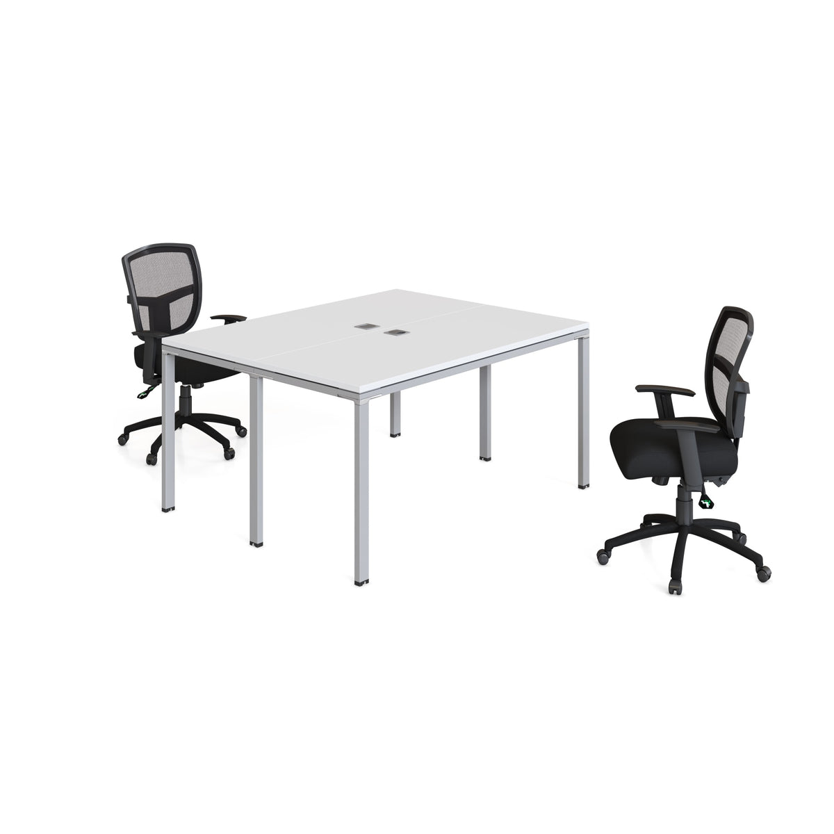 Boss Office Products Double Desk, Face To Face, 48 Inch  X 24 Inch  Desk Top (Ea), White