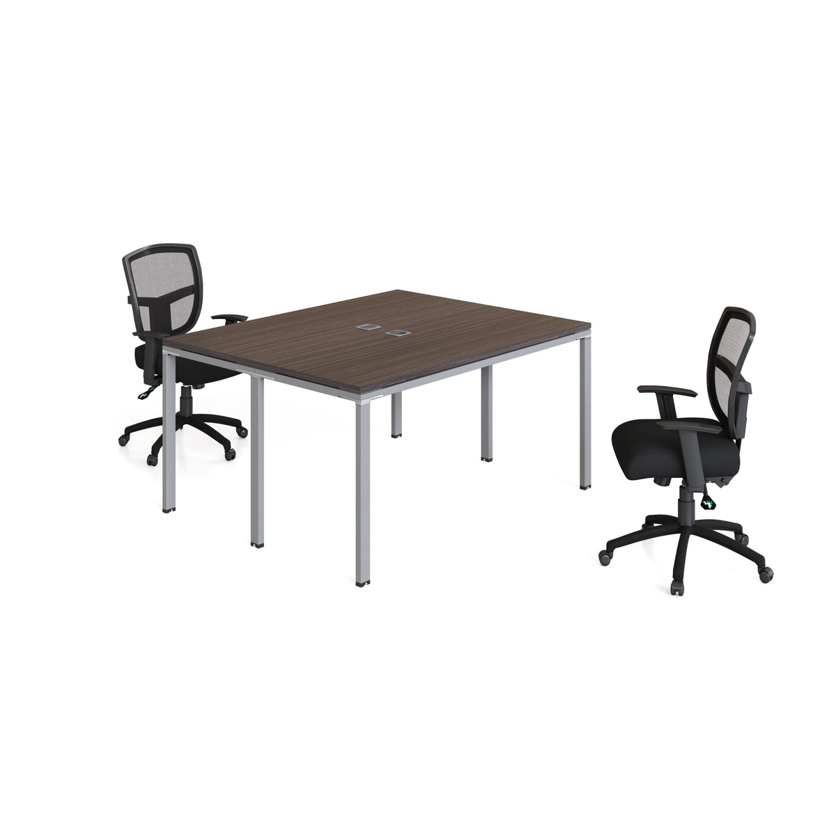 Boss Office Products Double Desk, Face To Face, 48 Inch  X 24 Inch  Desk Top (Ea), Driftwood