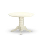 East West Furniture SHLG3-LWH-W 3 Piece Modern Dining Table Set Contains a Round Kitchen Table with Pedestal and 2 Dining Chairs, 42x42 Inch, Linen White